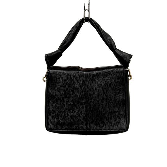 Vince Camuto Black Leather Hobo Shoulder Bag Gold Hardware Zip Lining - Picture 6 of 14